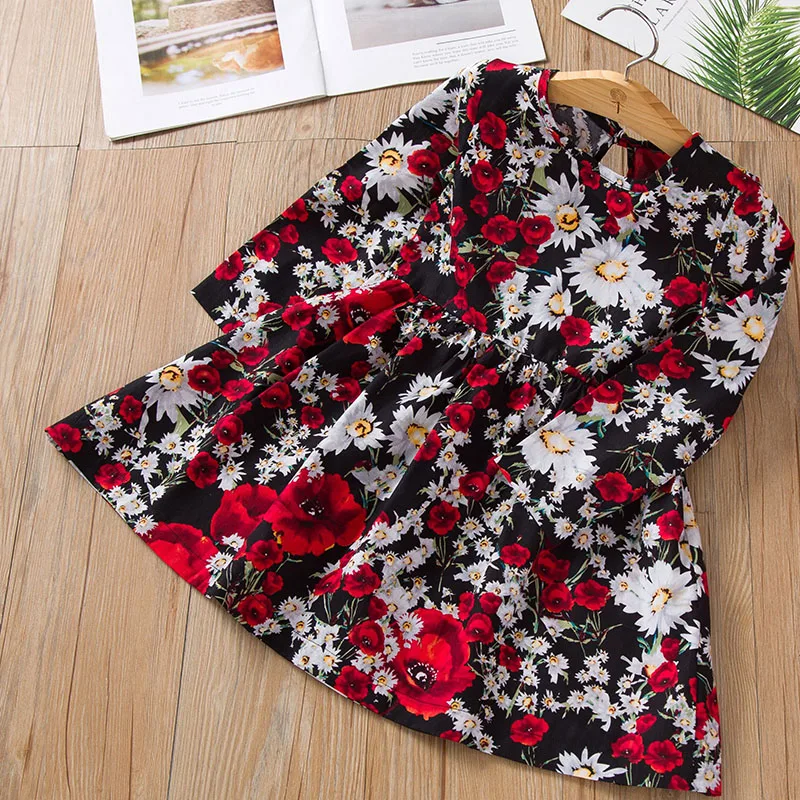 Новое платье для девочек одежда на весну и осень маленьких вечерние чные платья с