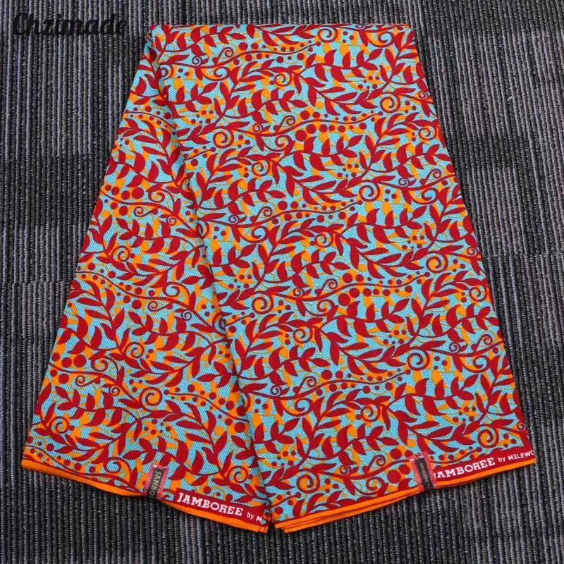 Ткань Chzimade 1 ярд с принтом ветвей листьев Анкара Африканский воск полиэстер