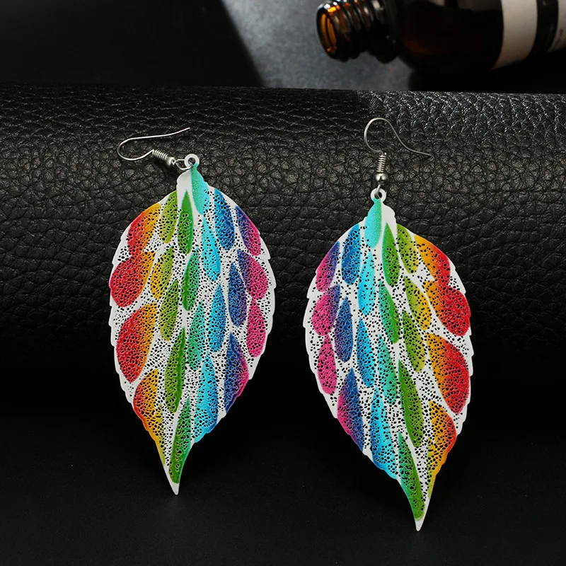 version of the new personality hundred tree leaves temperament forest system trend ins wind alloy color earrings wholesale | Украшения и