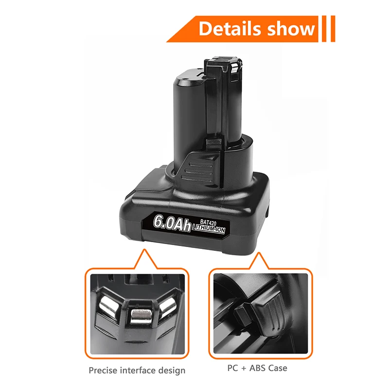 6.0Ah Замена для Bosch 10 8 V/12V Batttery BAT411 BAT411A BAT412 BAT412A BAT413 BAT413A BAT414 D-70745 2607336013 26073360 |