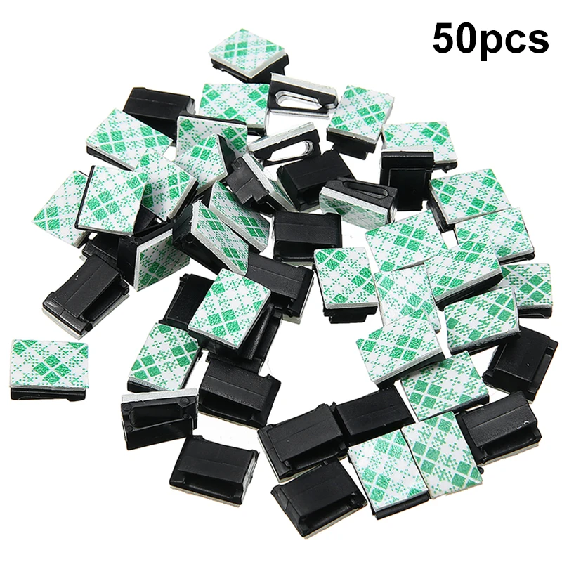 

50pc Self-Adhesive Car Drop Cable Organizer Winder Cord Holder Wire Clamp Management Plastic Clips For Line Fixing