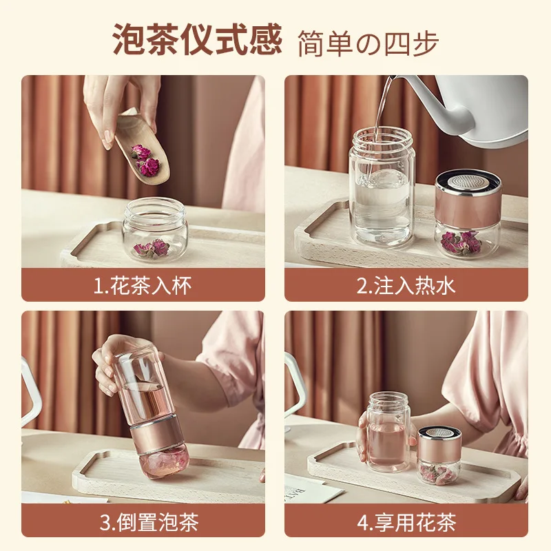 Фильтрационная сепарация чайной чашки чайные стеклянные цветочные Мужская и