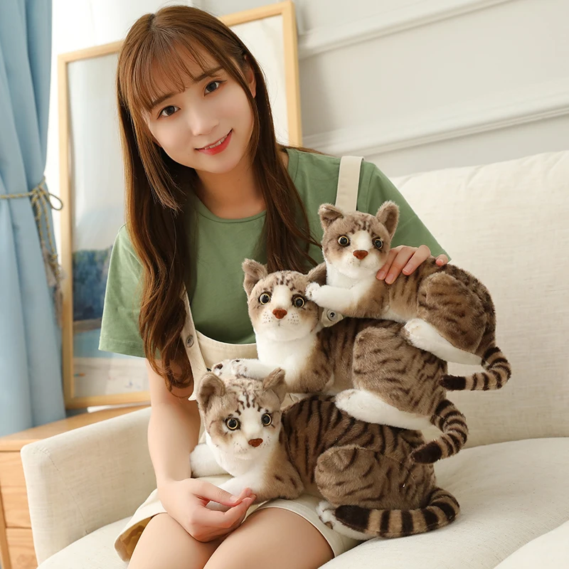 

Stuffed Lifelike Siamese Cats Plush Toy simulation American Shorthair Cute Cat Doll Pet Home Decor Gift For Girls birthday