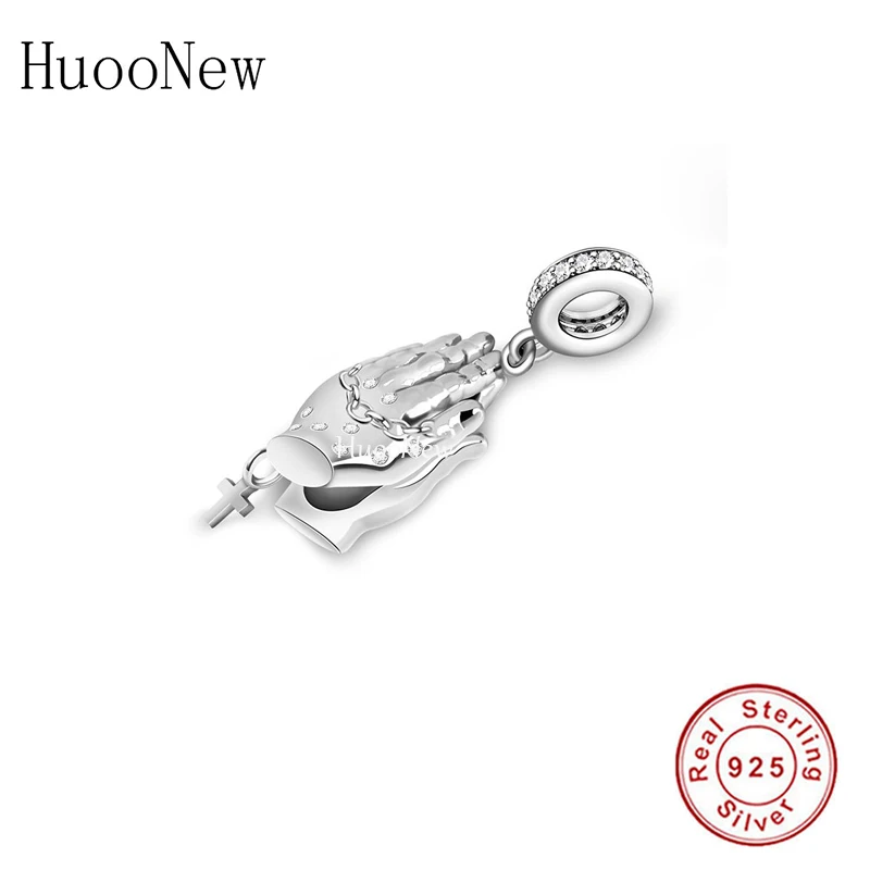 

Fit Original Brand Charm Bracelet 925 Sterling Silver Chain Pray Hands Bead For Making Women Faith Belif Berloque 2021 New