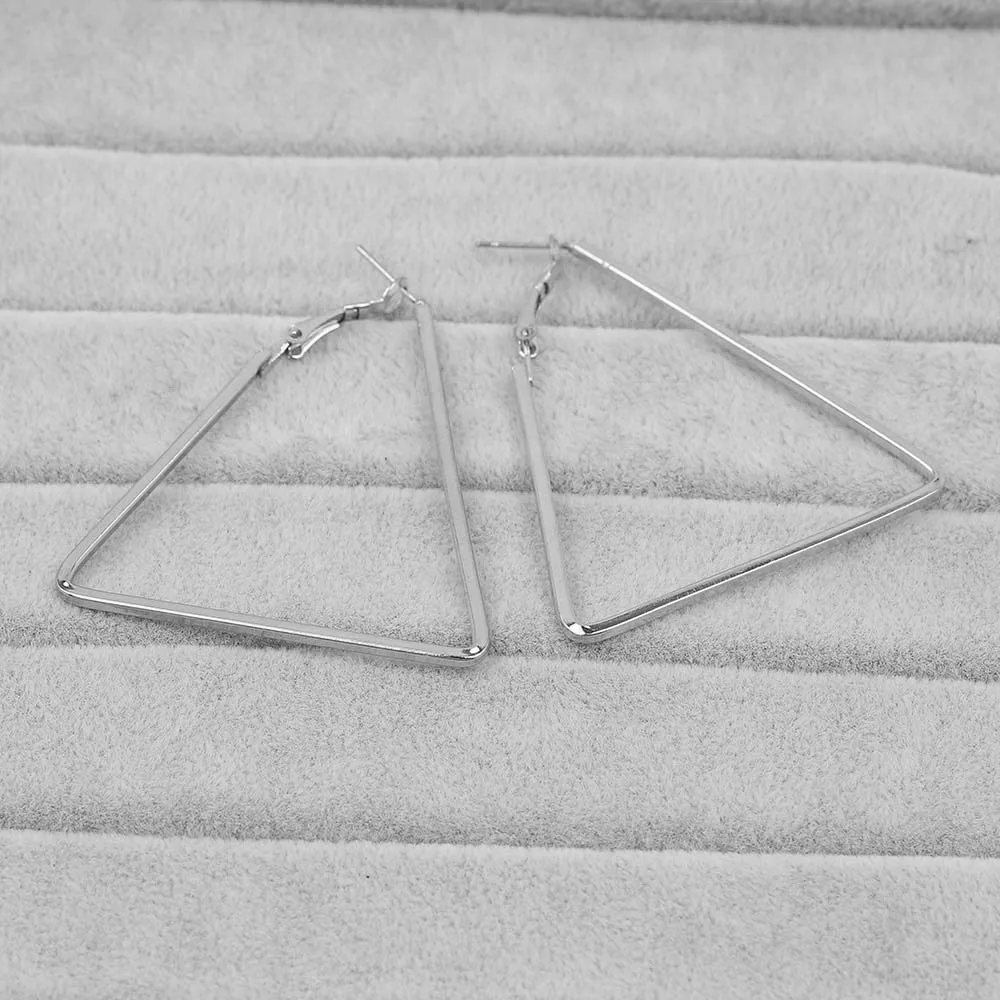 Silver Triangle BLIJERY/модные серьги-кольца в геометрическом стиле для женщин и девочек, ювелирные изделия в стиле панк, золотые, серебряные цвета, сережки-гвоздики, Femme - Окраска металла: Silver Triangle