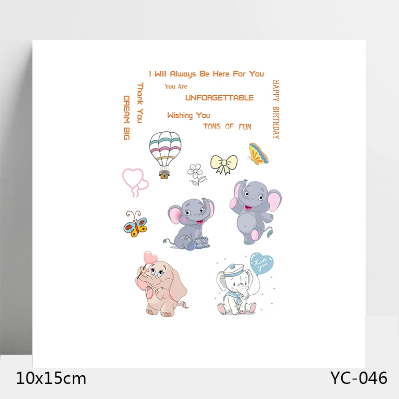 

Happy little elep Transparent Silicone Stamps/Seal for DIY Scrapbooking/Photo Album Decorative Card Making Clear Stamps Supplies