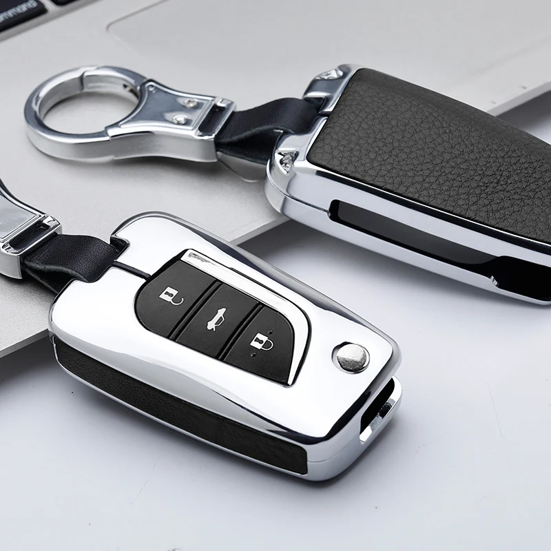 Автомобильный Гальванизированный сплав и кожа брелок для ключей чехол Toyota Hilux