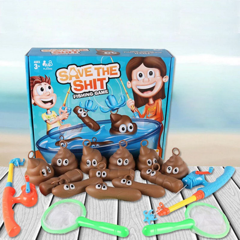 

Children's Prank Toys Floaters Poo Funny practical joke bath Fishing games With Rod Net Set for Kids April Fools' Day Gift