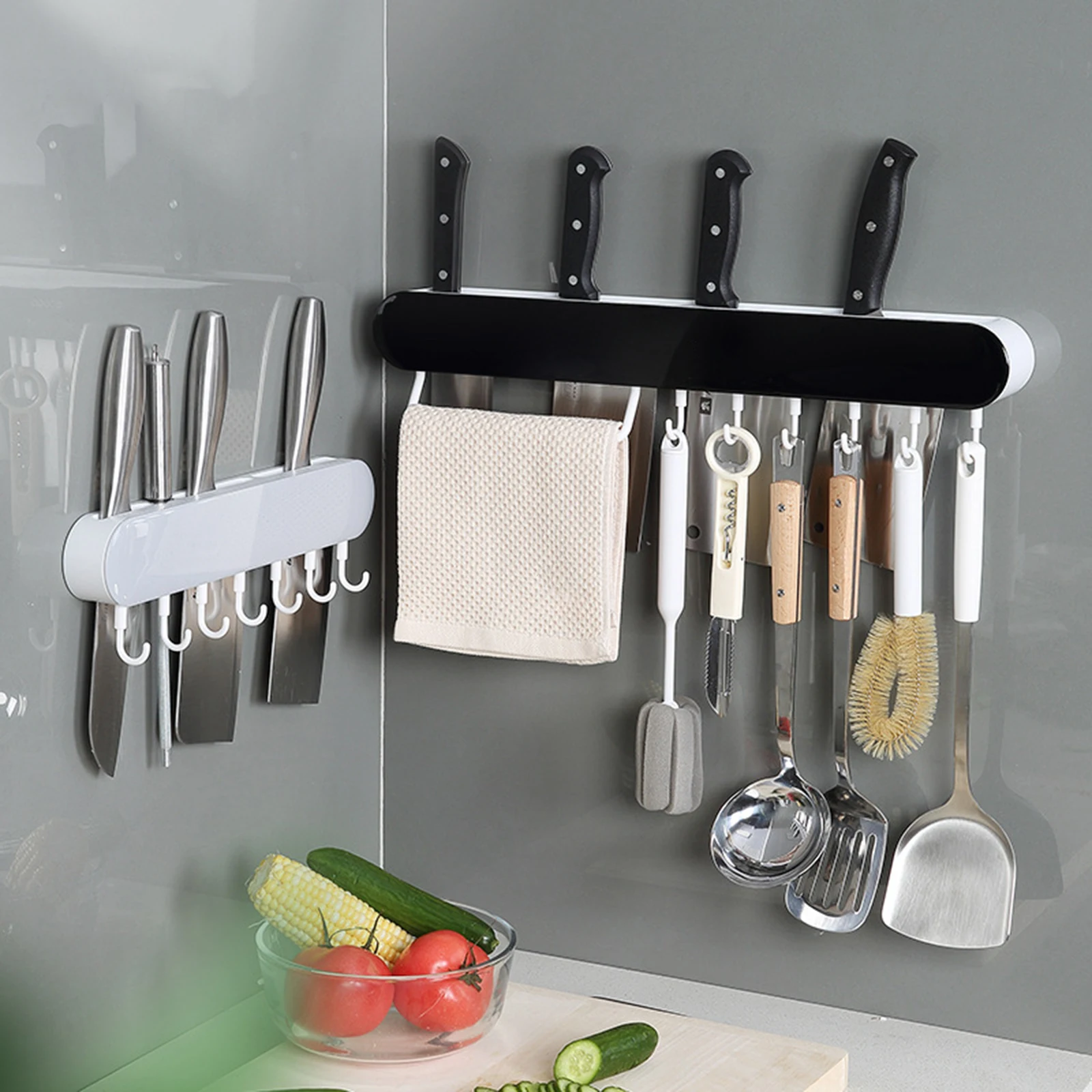 

Multi Functional Kitchen Rack Free Punching Rack Knife Holder Chopstick Holder Household Wall-Mounted Knife Holder Storage Shelf