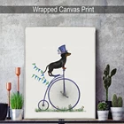 Картина на холсте с изображением милой собаки, декор таксы, Настенная картина для езды на велосипеде, украшение для дома на велосипеде, Детская Настенная картина с изображением собаки