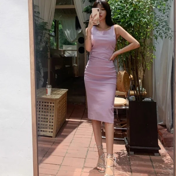 2020 летнее драпированное платье без рукавов женское облегающее сексуальное