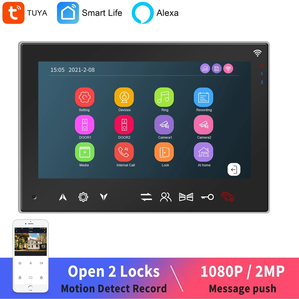 

Интерком дверной TUYA с Wi-Fi и 7-дюймовым монитором