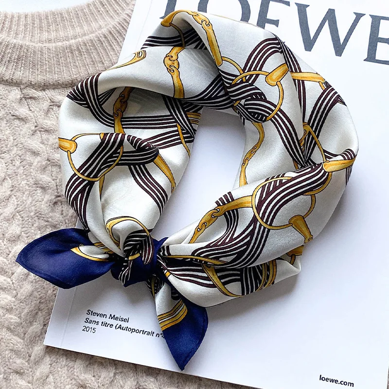 

Дизайнерская цепочка, женский квадратный шейный платок из 100% чистого шелка, 2022, пончо-бандана