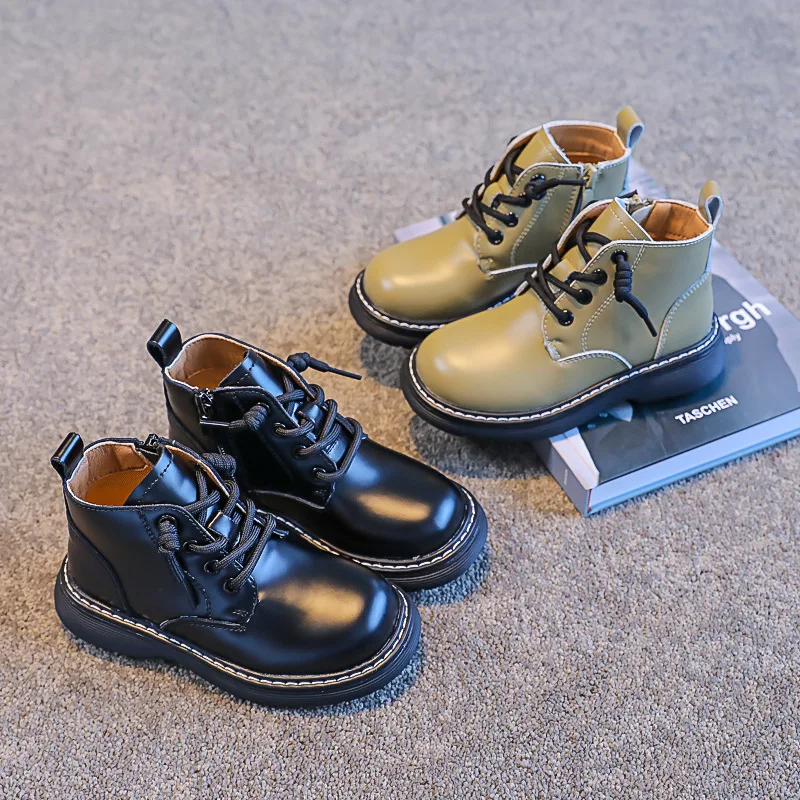 

Детские ботинки из натуральной кожи 2021, обувь Martin для подростков и мальчиков и девочек, Нескользящие высококачественные детские ботинки в б...