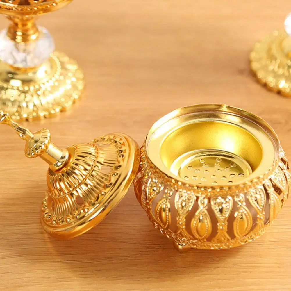 Small Electroplate Golden Metal Incense Burners Portable Buddhism Burner Home Holder House Yoga Porcelain Censer Te A6C8 | Дом и сад