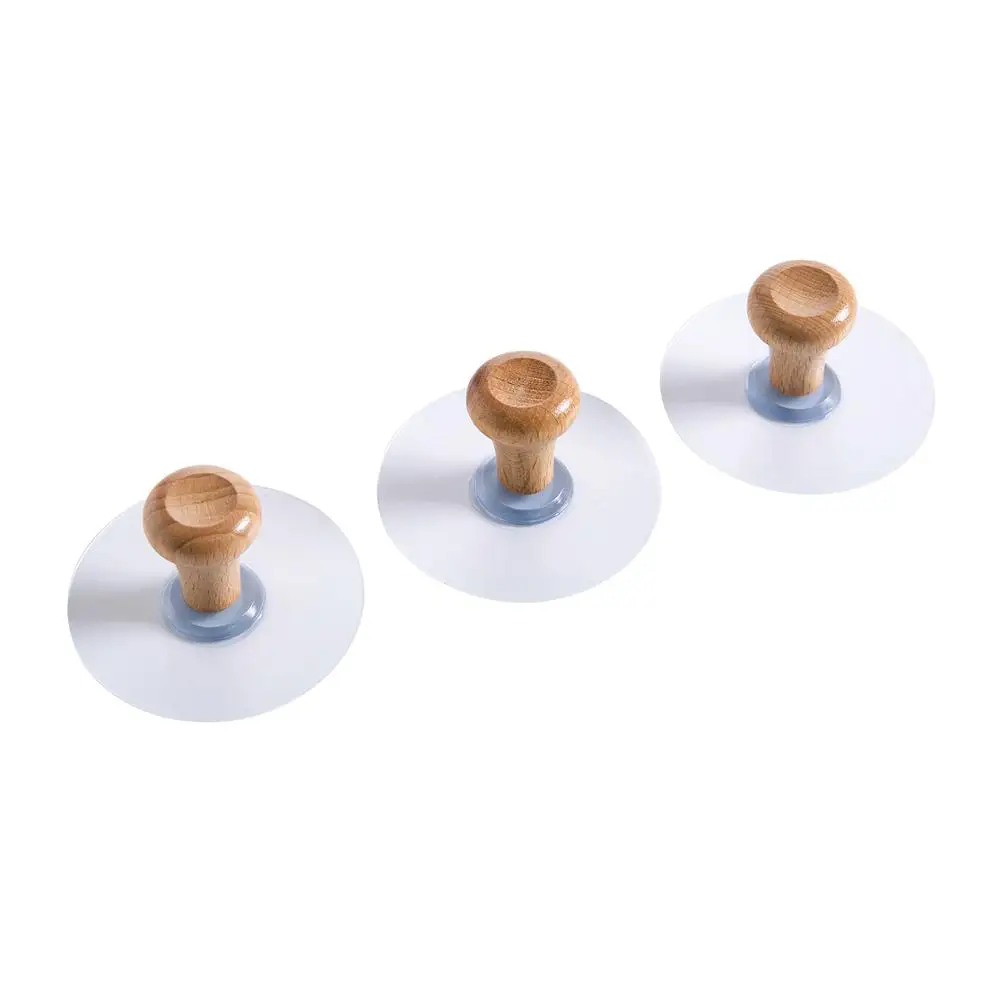 

3Pcs Wood Wall Hooks Key Holder Hat Coat Hanger Strong Suction Cup Sucker Household Waterproof Adhesive Rack Shelf Home Decor