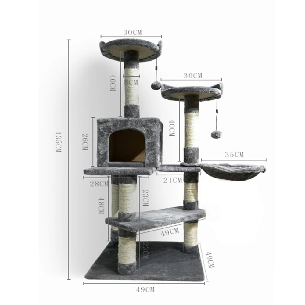 

51'' Cat Tree Luxury Cat Tower with Double Condos Spacious Perch Fully Wrapped Scratching Sisal Post RU Domestic Delivery