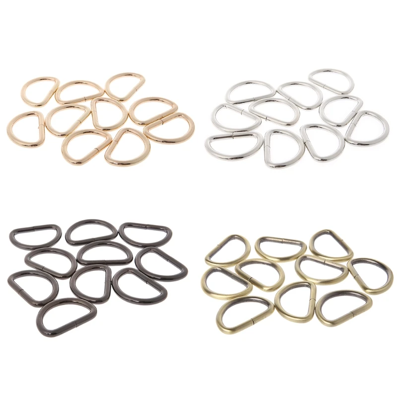 

10pcs 32mm Metal Half Round Shaped Non Welded D Ring For Backpacks Straps Bags L9BE