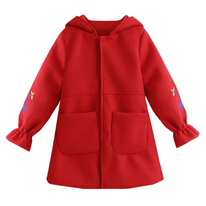 

Hidden Button Lapel Jacket Winter Spring Coat Outerwear Top Children Clothes School Kids Costume Teenage Girl Clothing Woolen Cl
