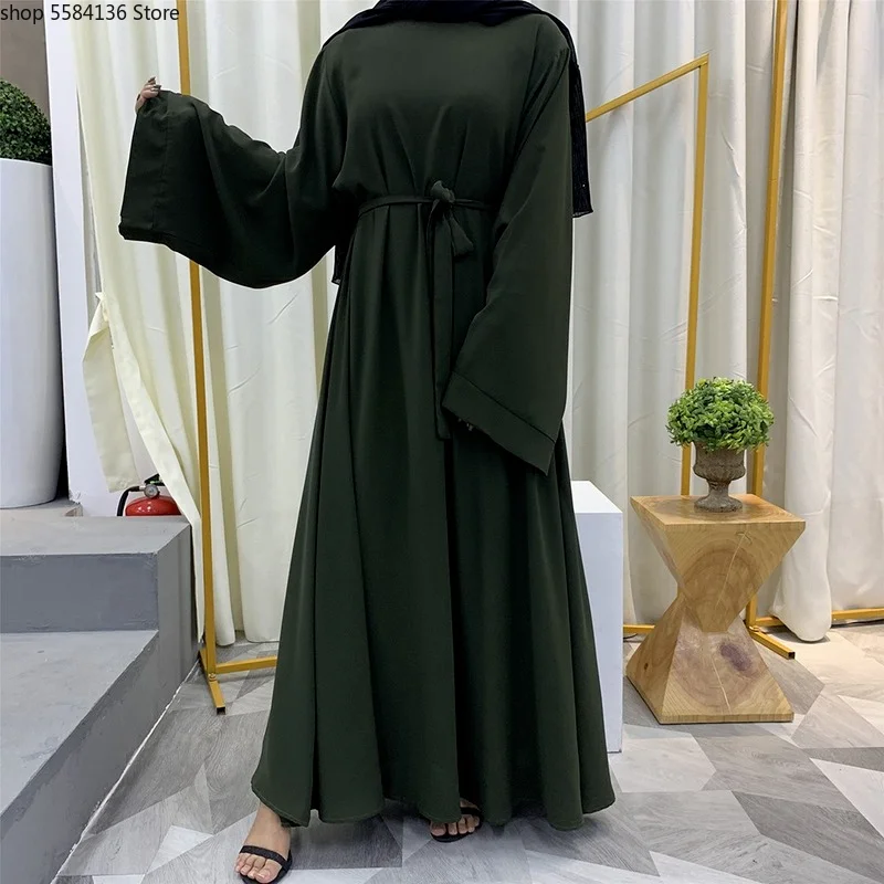 Nida Maxi Dress Abaya Kaftan Women Tie Waist Loose Causul Long Sleeve Muslim Hijab Islam Dubai Turkey Fashion Modset Robe | Тематическая