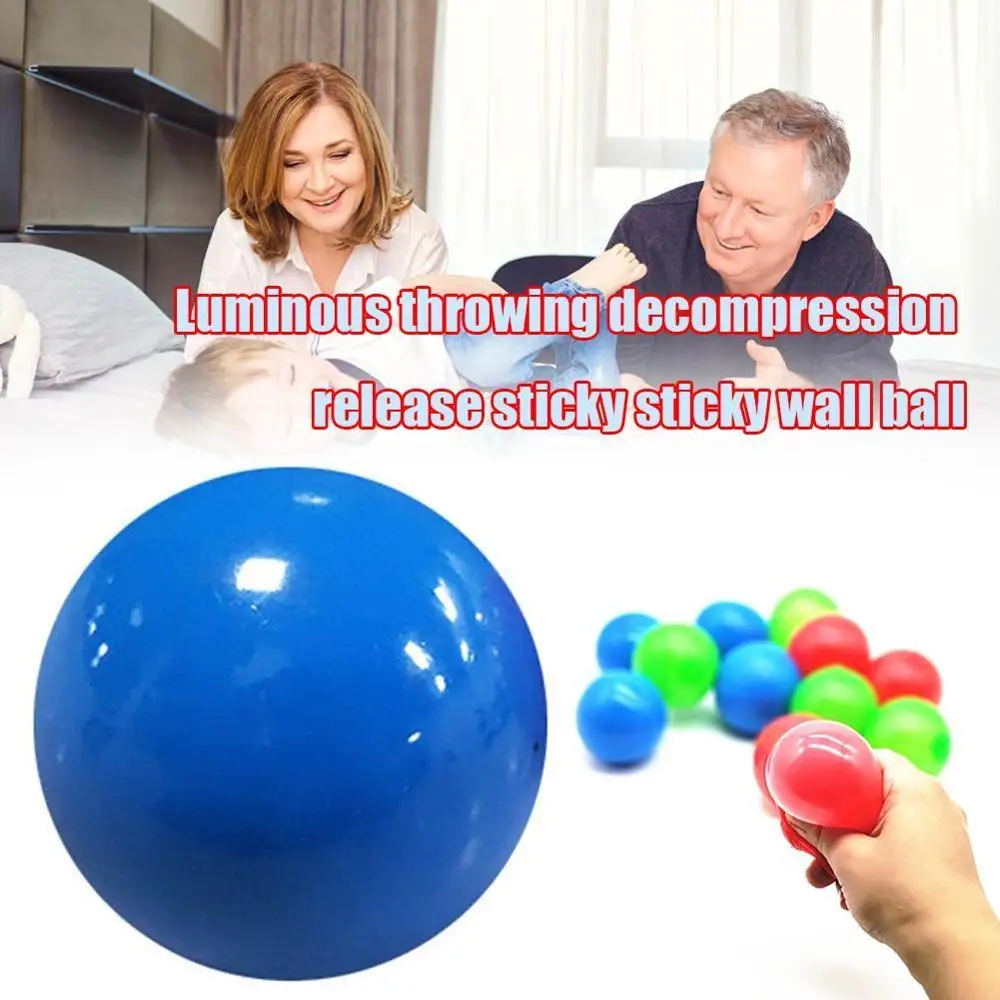

Tpr Decompression Ball Sticky Squash Ball Glowing Sticky Venting Capability Throwing Response Capability Toy Gift 4 Colors