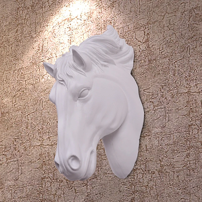 

Animal Decorations Art Sculpture Figurines Living Room Wall Decorations Europe Horses Head Wall Hangin 3D Resin Craft Home