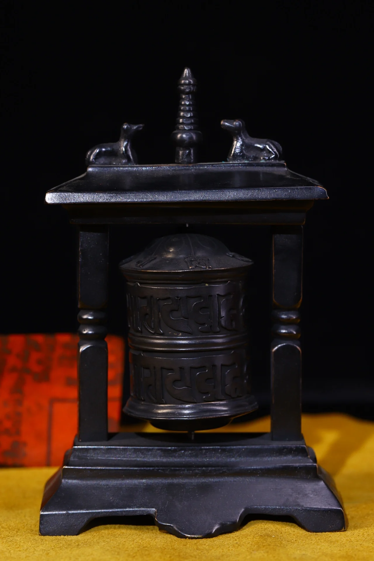 5 дюймов коллекция тибетского храма старая бронзовая Гравировка Молитвенное