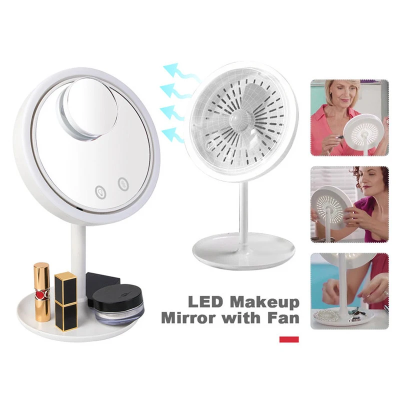 Makeup Зеркало Led с вентилятором без пота 5X Увеличительное Косметическое зеркало LED портативное мини карманное зеркало сенсорный экран стоячие зеркала зеркало для макияжа зеркало для макияжа зеркало с подсветкой зер