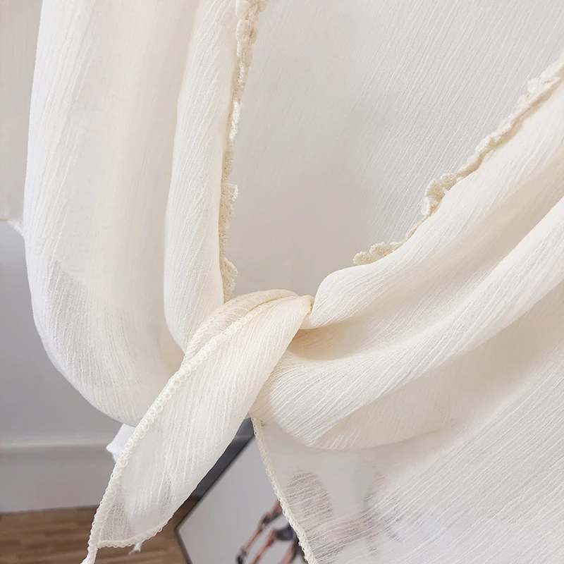 GLAUKE летний кардиган с крючком и кружевами однотонная шифоновая рубашка для