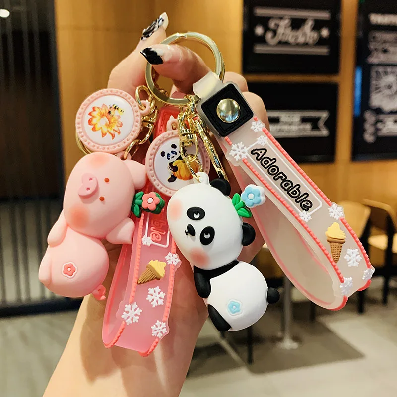 

New product hot sale creative cartoon little panda doll key chain doll girl car key chain pendant couple bag ornament