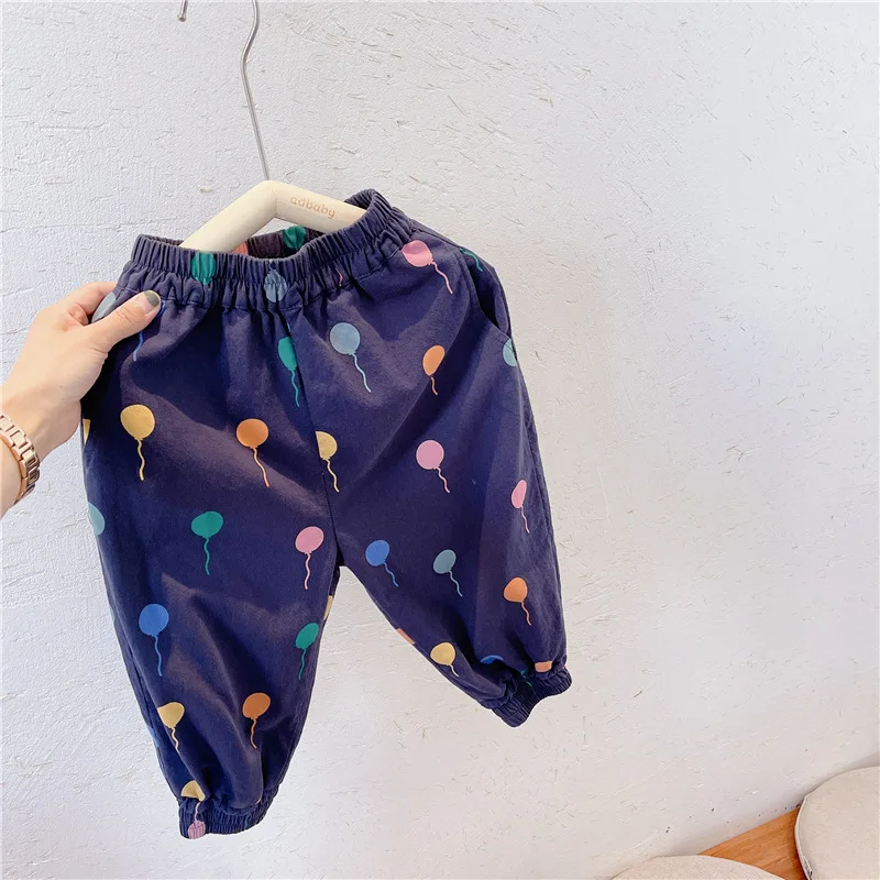 

HAYANA 2021 Autumn New Girls Clothes Pants Korean Print Balloon Casual Loose Cotton Pants