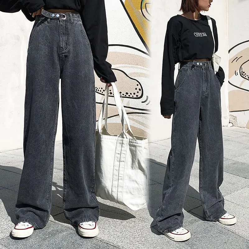

High Waist Clothes Woman Jeans Wide Leg Denim Clothing Blue Streetwear Vintage Quality 2020 Fashion Harajuku Straight Pants