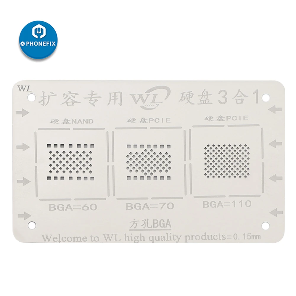 WL BGA Reballing Stencil 3 IN 1 for iPhone 5-XSMAX 11 NAND Solder Template stencil | Инструменты