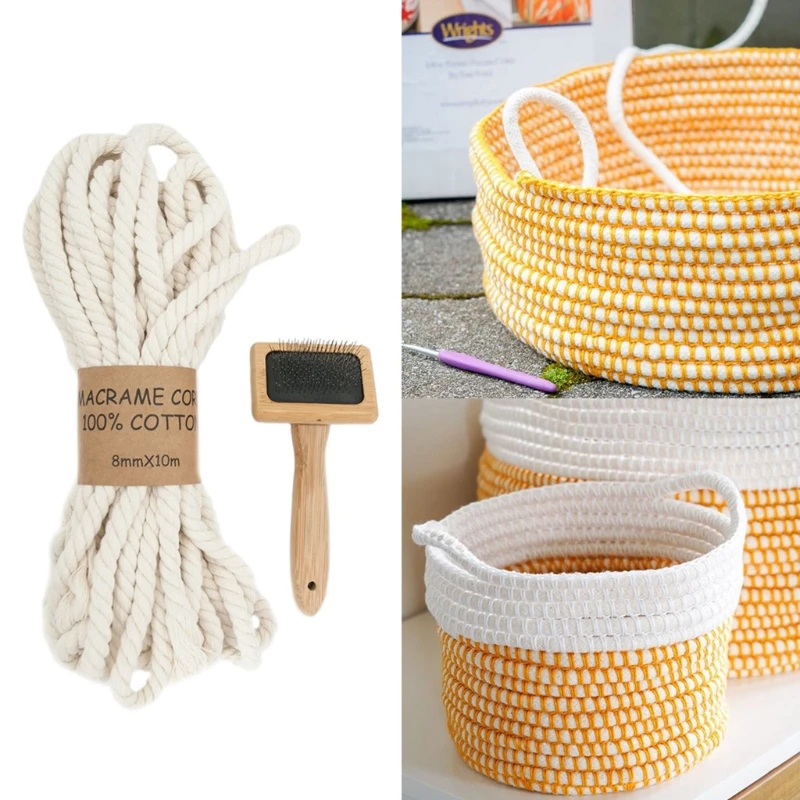 10 м 8 мм веревка макраме витая хлопковый шнур для рукоделия настенные вешалки