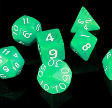 LIGHT GREEN 7 шт./пакет многогранные кости набор D4, D6, D8, D10, D10%, D12, D20 красочные аксессуары для Настольная игра RPG Подземелья и Драконы DnD MTG - Цвет: LIGHT GREEN