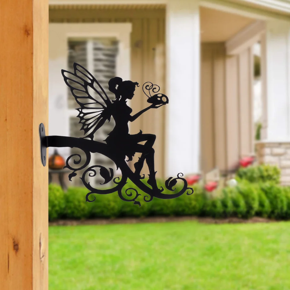 

Flower Fairy Yard Craft Iron Garden Tree Trunk Silhouette Decoration (Black)