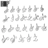 new fashion single cursive letters a z necklacespendant alphabet iced out cubic zircon men women hip hop rock charm jewelry
