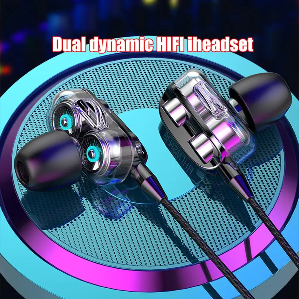 

Professional Sport Earphones Dual Drivers Super Bass HiFi Music Earbuds Earpiece Universal 3.5mm In-ear Wired Earphones kulaklık