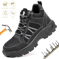 mens ankle hiking boots anti static non slip safety shoes comfortable steel toe anti smashing work shoes construction sneaker