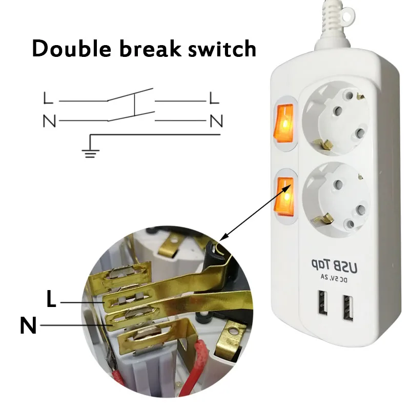 Европейский Стандартный розетка Мощность полосы 2/3 розетки выключатель