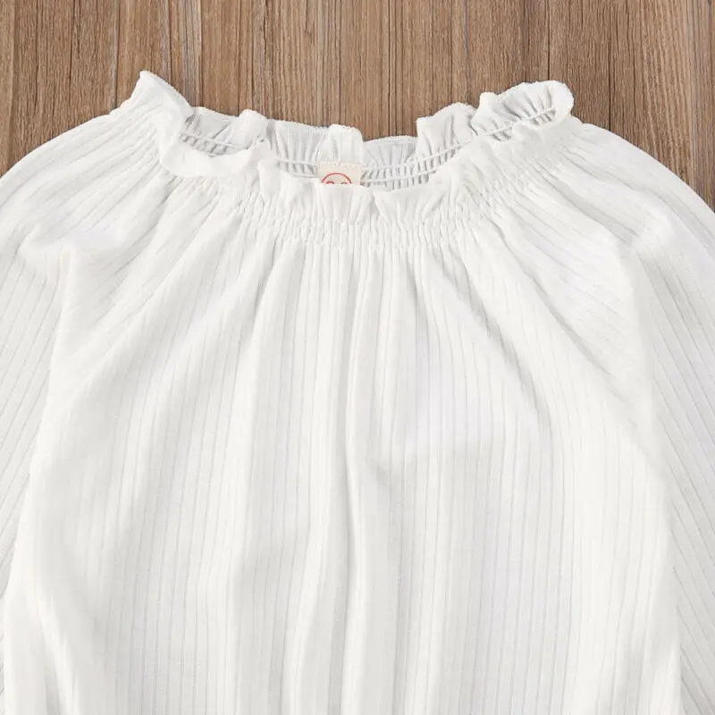 

2020 New Fashion Toddler Kids Baby Girl Winter Clothes Knitted Tops+Leather Skirt Dress Outfit