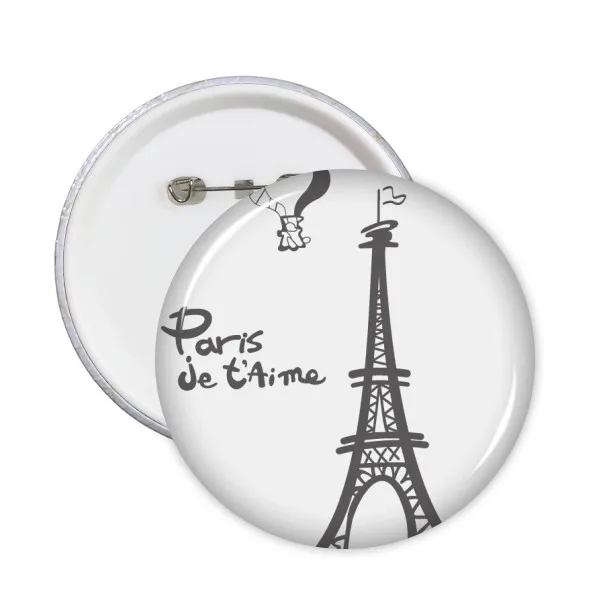 

Line Drawing Eiffel Tower France Paris Round Pins Badge Button Clothing Decoration Gift 5pcs