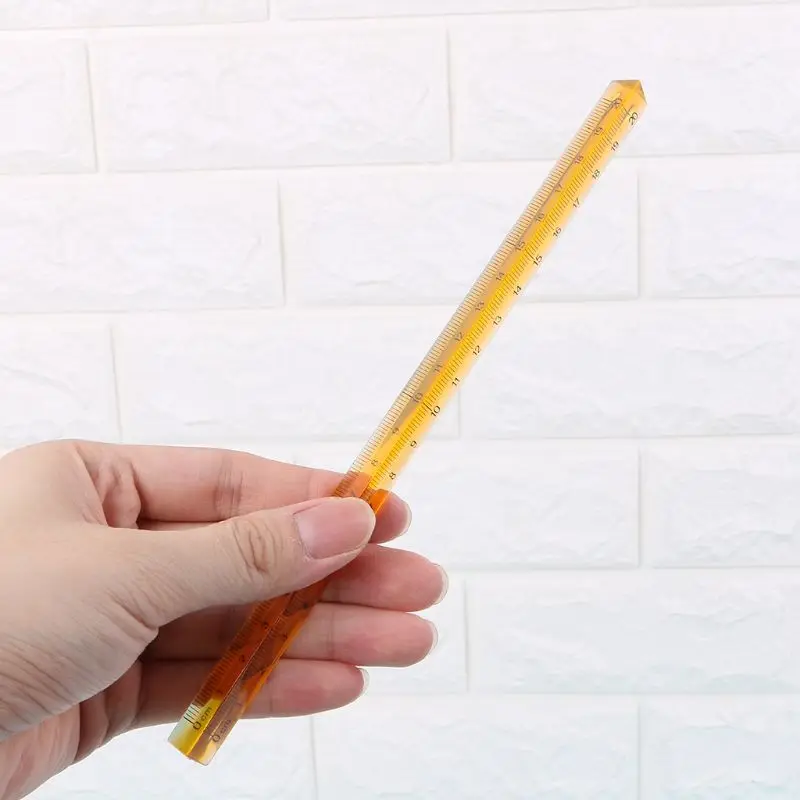 Красивая прозрачная треугольная линейка с кристаллами 20 см измерительные весы