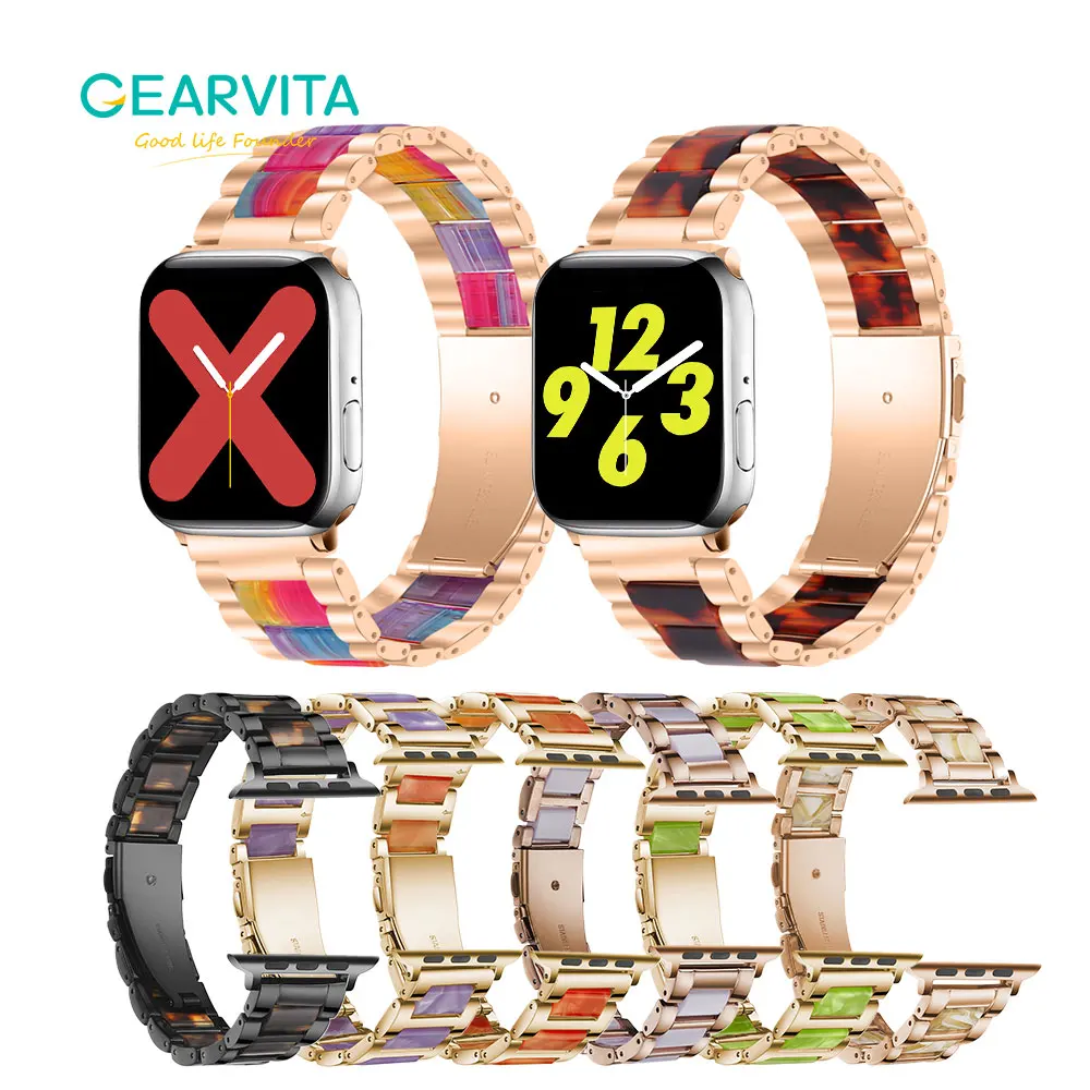 Ремешок для часов Apple Watch из смолы и стали 42 мм ремешок iWatch серии 40 аксессуары