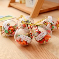 20 pcsball christmas gift santa snowman eraser with transparent packaging ball pencil writing eraser stationery gift for kids
