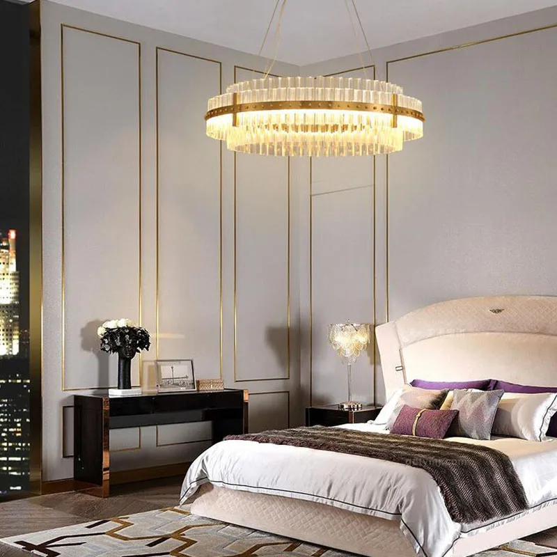 Современная люстра роскошный светодиодный хрустальный светильник двухслойная