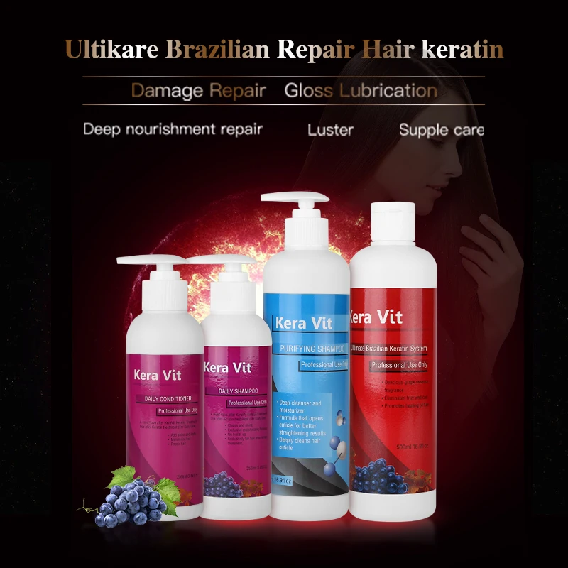 

Keratin 1.6% Formalin 500ml Keravit Brazilian for straighten hair+500ml Purifying Shampoo+250ml Daily Shampoo&Conditioner Set