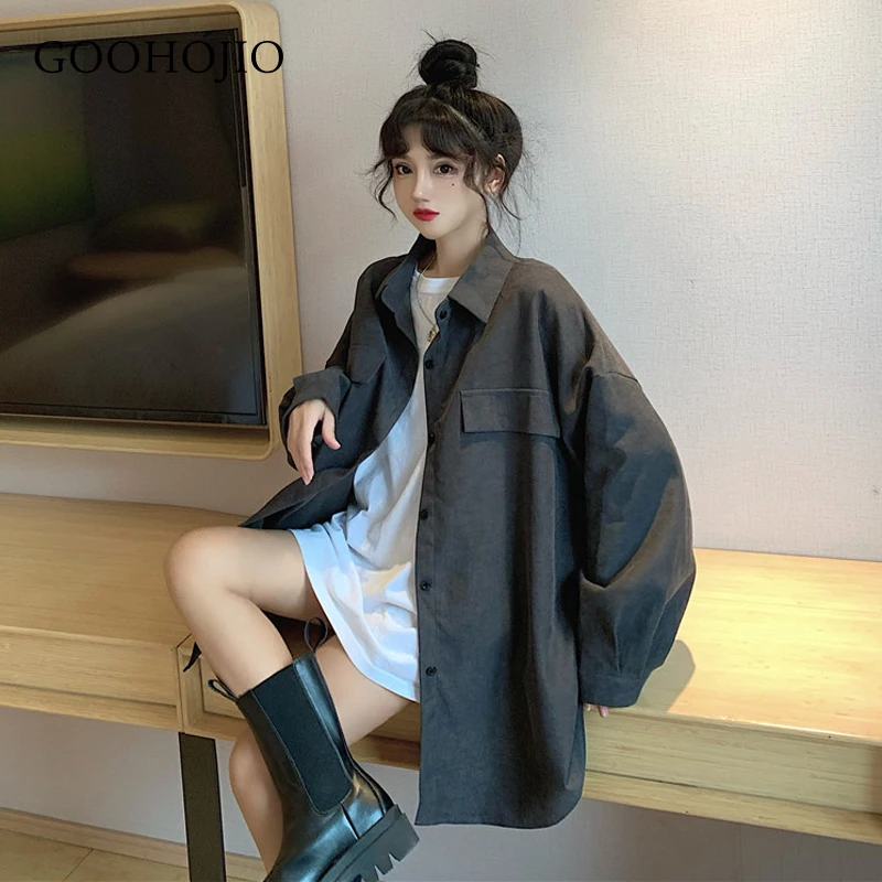 

GOOHOJIO 2021 весна-осень однобортная Повседневная рубашка Женская темпераментная универсальная рубашка для женщин модная женская рубашка