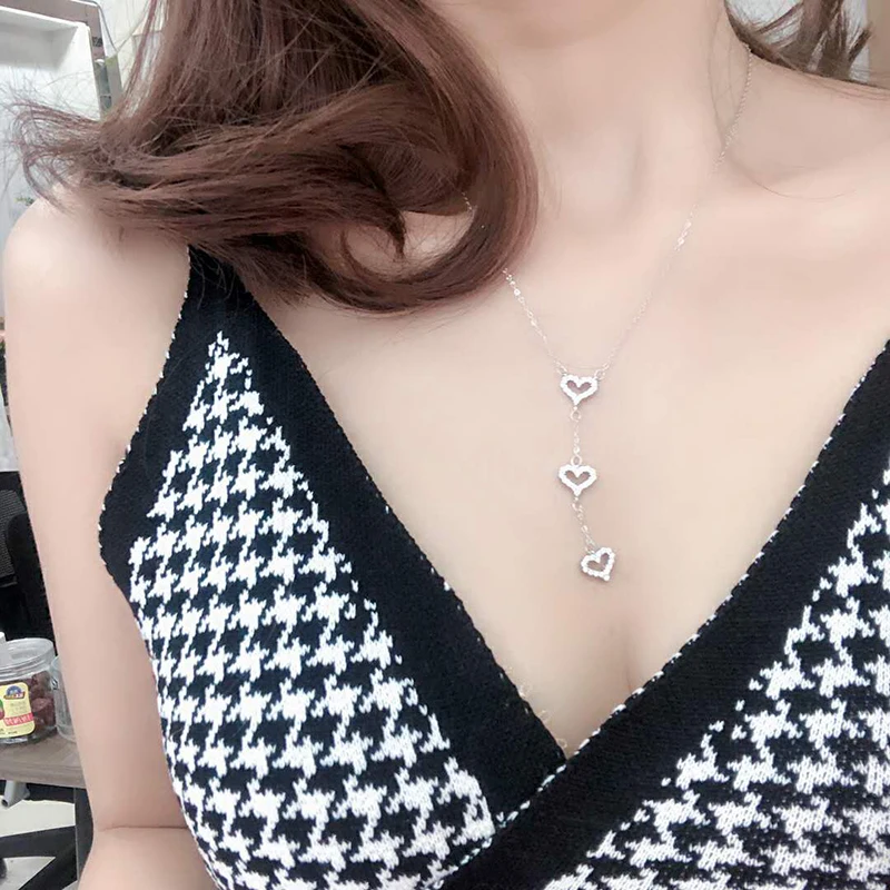 

Charm S925 Sterling Silver Tassel Love Heart Zircon Pendant Necklace Original High Quality Exquisite Jewelry Gifts for Women