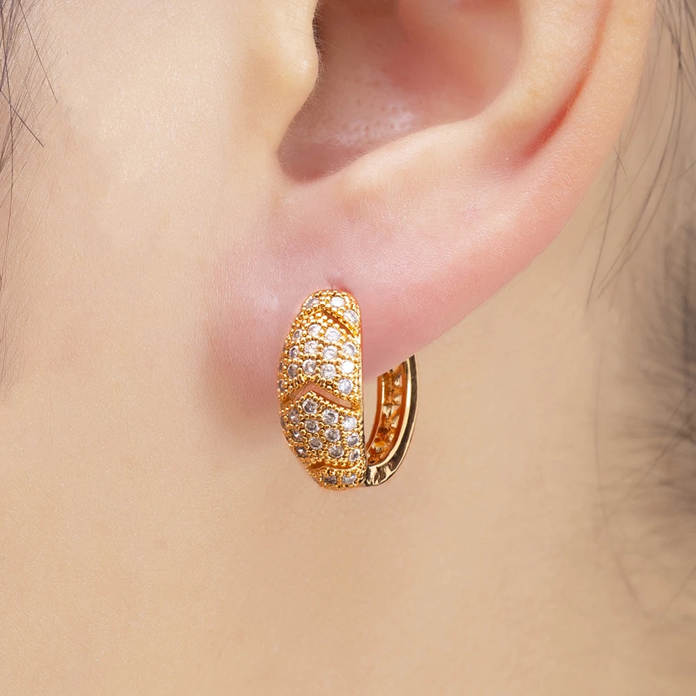 Gold /Silver Color Hoop Earrings White Crystal Rhinestone Earring Hoops for Women Vintage Fashion Jewelry Circle Earings Gifts | Украшения